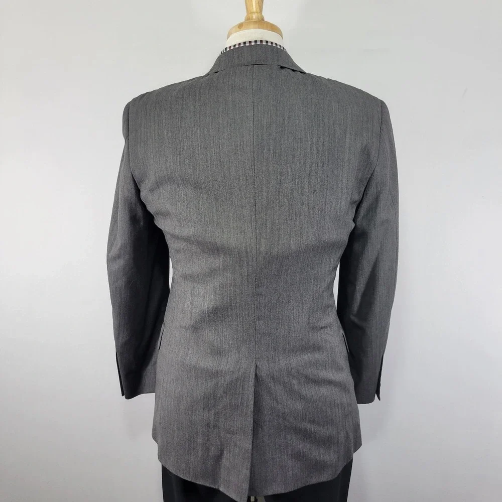 JOS A BANK Signature Mens Sport Coat Blazer Two Button Gray Wool Herringbone 38R